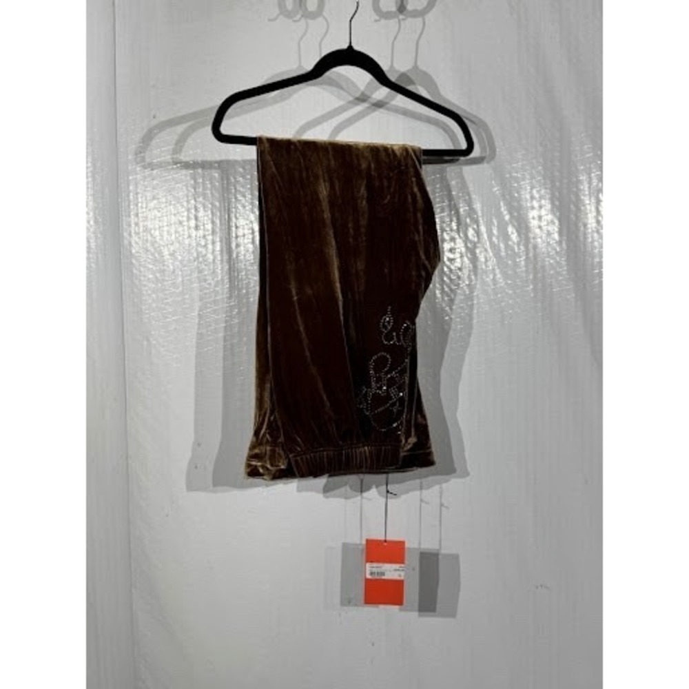 NWT P.A.M. Perks And Mini Varg 2.0 Velour Pants Brown Rhinestone Size L
